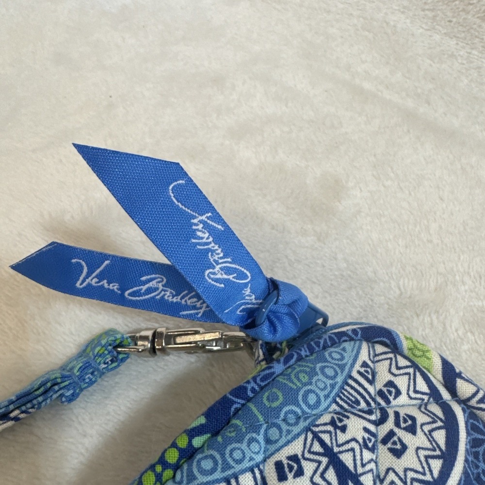 Vera Bradley Wristlet Coin Purse Wallet Zip Pouch Blue‎ Green Floral - Picture 9 of 9